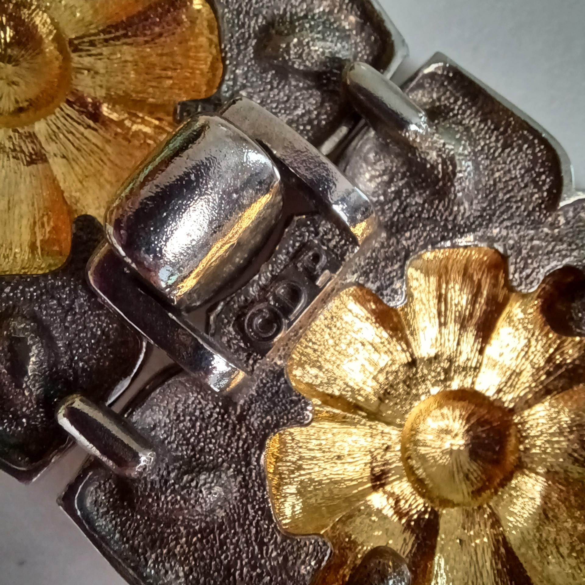 Vintage Douglas Paquette Floral Buckle Belt: Mixed Metal 