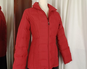 Y2K Vintage Red Puffer Jacket, Down & Feather Filled, Small/Medium, CLEAN Condition
