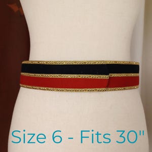 Vintage St John\'s Red Satin Covered Statement Rhinestone Women\'s Belt, Size 6 Vintage St. John Red Satin Belt Silvertone Bling Buckle Size  main image 3