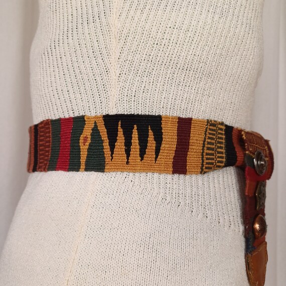 Vintage 90s African-Inspired Woven Belt, Up to 36… - image 5