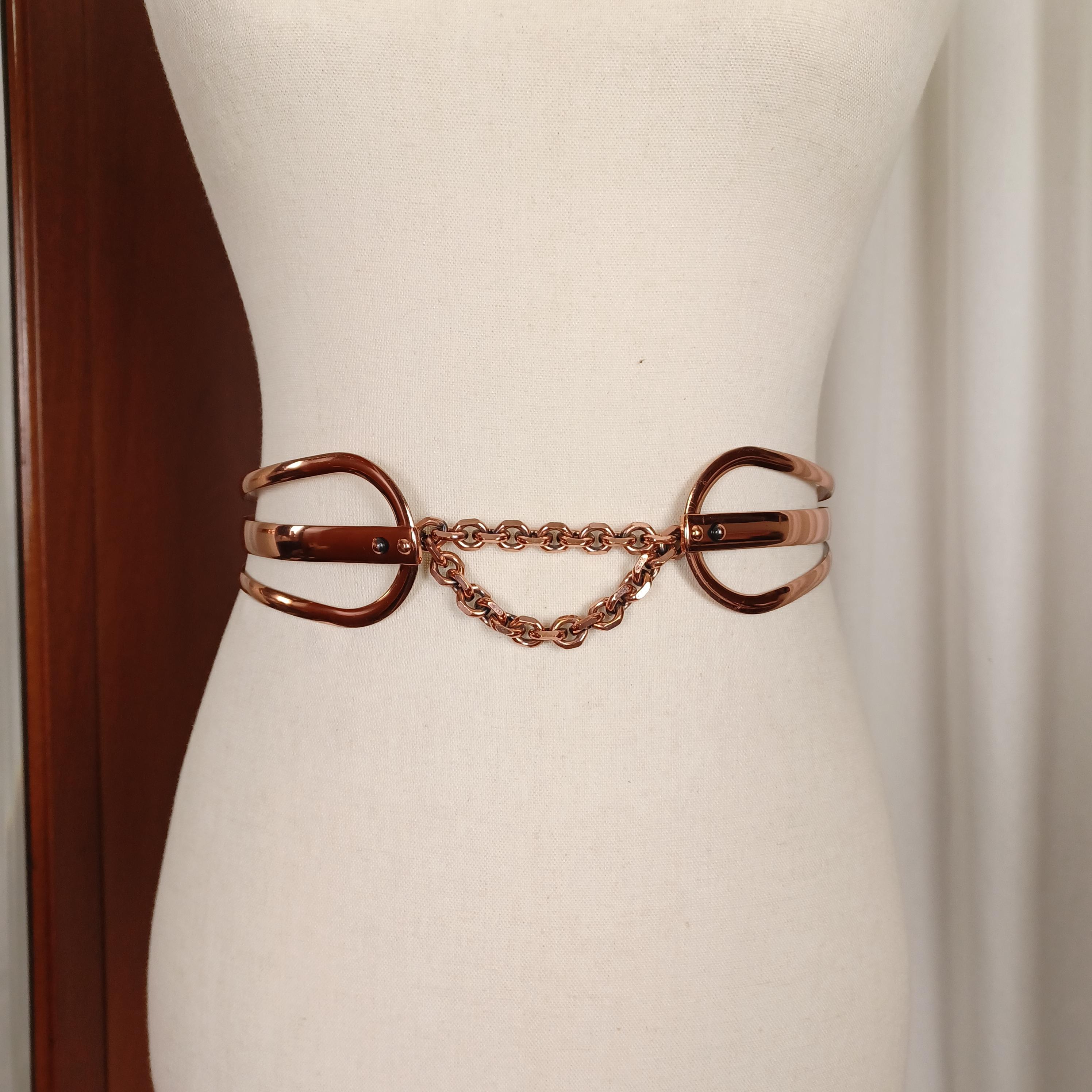 Renoir Vintage 60s Brutalist Modernist Copper Metal Chain Link Statement Belt 27 1950s Copperline Renoir Belt - Etsy main image 3