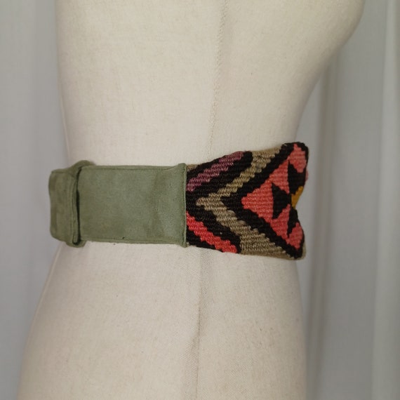 Vintage Kilim Woven Waist Belt, 26” – 30”, 80s Vi… - image 5