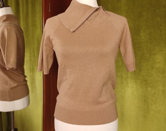 Vintage 90s Asymmetrical Zip Neck Sweater, Small/Medium, Minimalist, Elevated Vintage Basics, Rachel From Friends, Fall Sweater