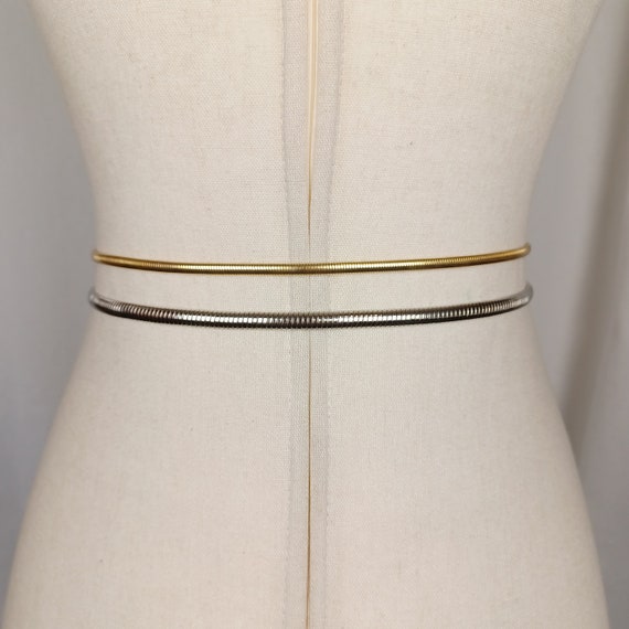 Pair of 70s 80s Vintage Metal Disco Belts, XS/S, … - image 3