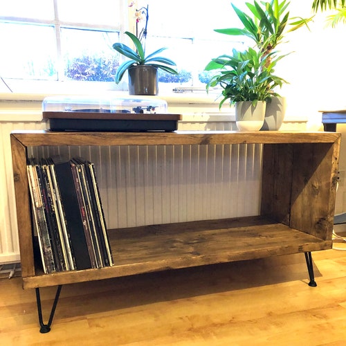 Record Player Stand or TV Unit Vinyl Turntable Storage Rustic Etsy UK