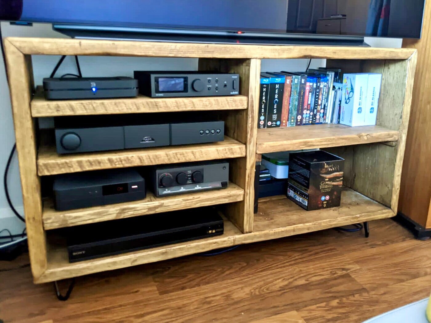 AV Rack TV Unit Stand HiFi Rustic Reclaimed Etsy
