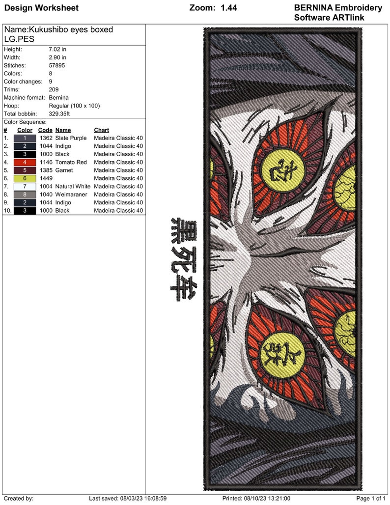 Anime Kokushibo Eyes Embroidery File - Etsy