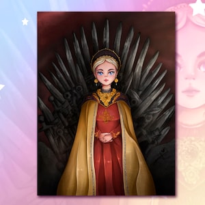 Princess Rhaenyra Targaryen Print | Illustration | House of the Dragon | Handmade A5 | desgin by Evenstar
