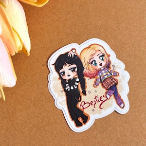 Wednesday and Enid sticker  | Anime Chibi version | desgin by Evenstar