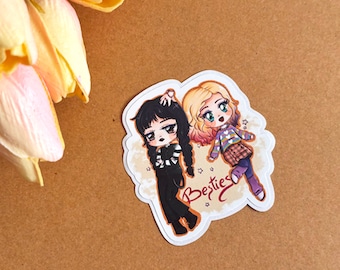 Woensdag- en Enid-sticker | Anime-chibi-versie | Ontwerp door Evenstar