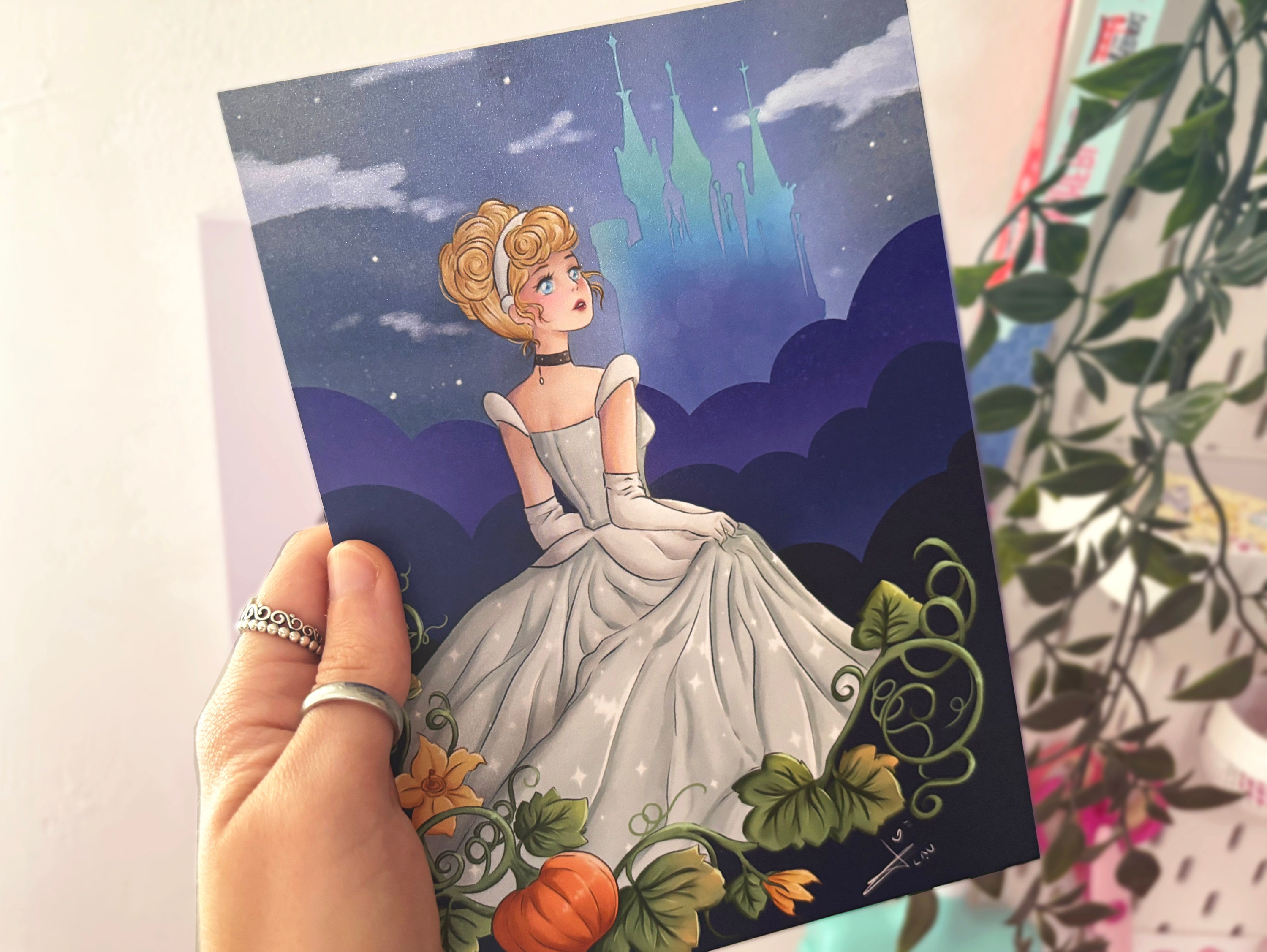 Enchanting Cinderella Illustration | Anime Style A5 Print by