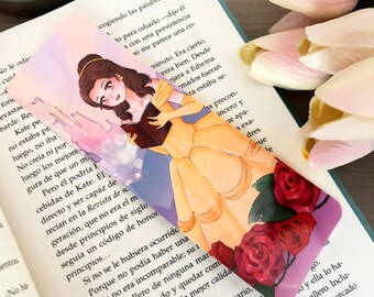 Belle Bookmark - Handmade Beauty and the Beast Illustration - Perfect for Book Lovers & Disney Character Gift / desgin by Evenstar