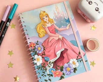 Notitieboek Doornroosje, A5-formaat | Illustratie | Handgemaakt | Ontwerp door Evenstar