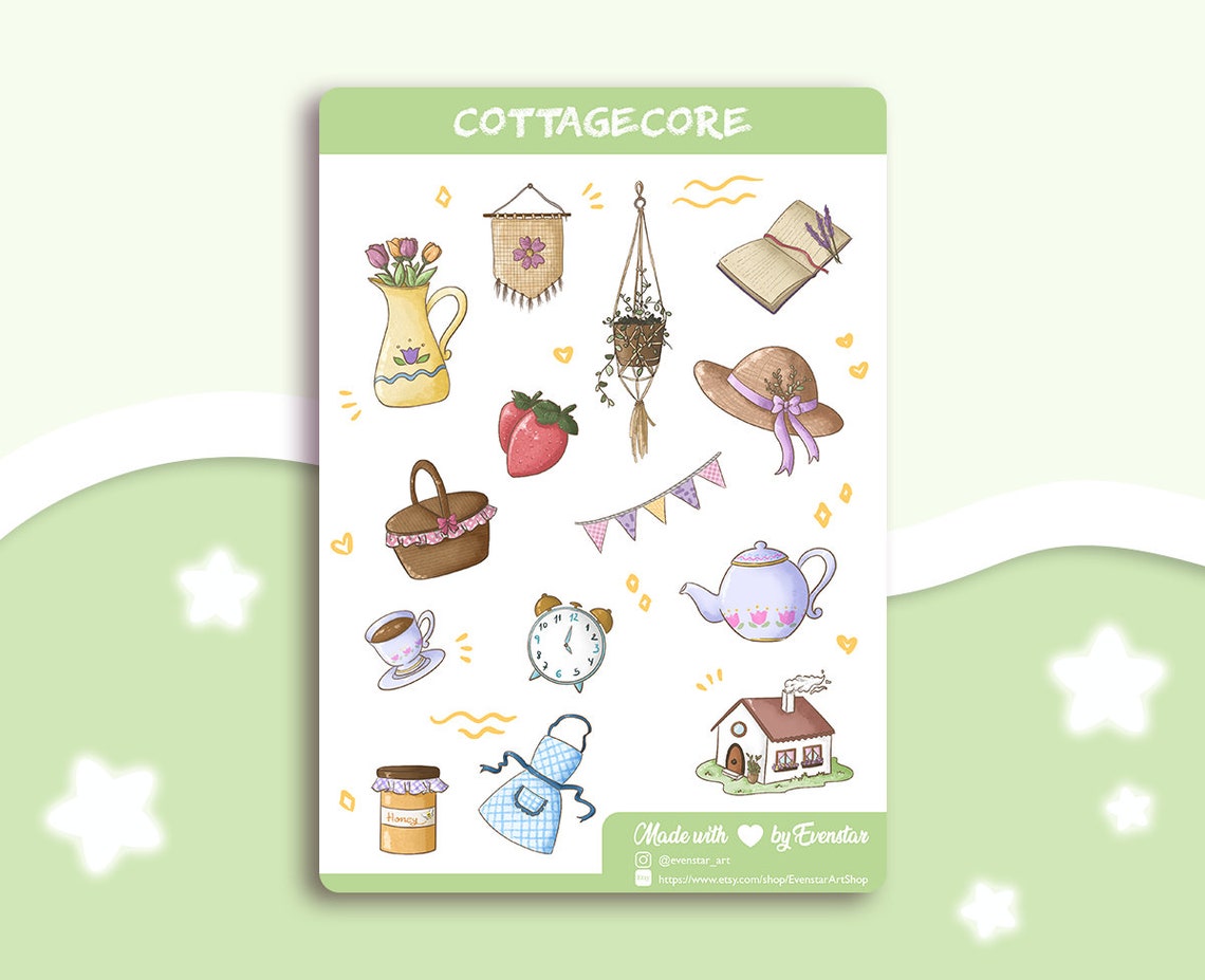 Cottagecore Stickers Sheet Perfect for Planner & Bullet Journal Laptop ...