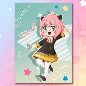 Anya Starlight Anime Print | Spy Family | Illustration | Handmade A5 | desgin by Evenstar