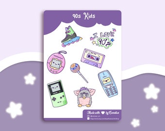 90's kids lover Retro Stickers Sheet | Perfect for Planner & Bullet Journal  | laptop sticker | Scrapbook | Cosplay | desgin by Evenstar