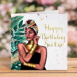 Geburtstagskarte für schwarze Frauen, personalisierte Geburtstagskarte der schwarzen Kaiserin, Afrikanische Mutterkarte, Affirmations-Geburtstagskarte, Afro Karibik Mutterkarte