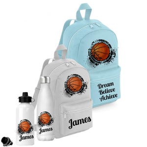 Basketball Backpack, Personalised Boy Backpack, School Water Bottle Gift, Nursery rucksack School Bag, Pre School Mini Backpack, Sports Bag