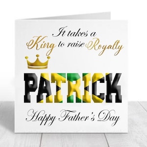 Tarjetas personalizadas para el Día del Padre, Tarjeta del Día del Padre Jamaicano, Tarjeta del Rey Negro, Tarjeta para la Realeza, Tarjeta para el Papá Jamaicano, Tarjeta para el Abuelo de Jamaica