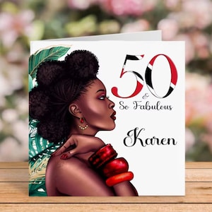 Carte d'anniversaire de Trinidad Milestone femme noire, carte d'anniversaire personnalisée de la reine noire, carte de maman noire, 50e carte de maman de Trinidad, 60e carte