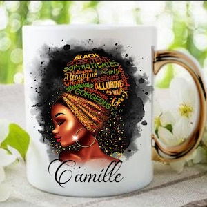 Personalised Black Woman Coffee Mug, Black Queen Affirmation Birthday Mug Gift, African Woman Mug, Black Girl Magic Woman Coffee Mug