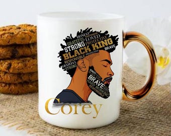 Personalised Black Man Coffee Mug, Black King Affirmation Birthday Mug Gift, African Man Coffee Mug, Black Dad Father's Day Gift