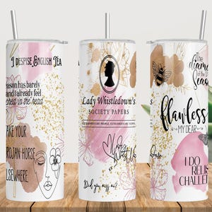 Bridgerton Fan Birthday Gift, Lady Whistledown Iced Coffee 20oz Tumbler, Queen Charlotte Diamond of The Season Gift