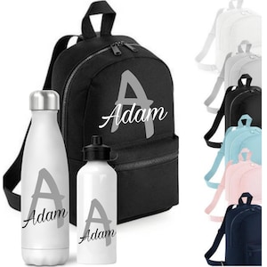 Personalised Backpack, Boys School Bag and Water Bottle Gift, Girls Nursery rucksack School Bag, Pre School Mini Backpack, Sports Bag