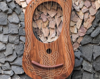 Handmade Celtic Lyre Harp 10-String – Premium Rosewood Celtic Design | Free Bag Tuning Key & Extra Strings - Irish Celtic Engraved Harp