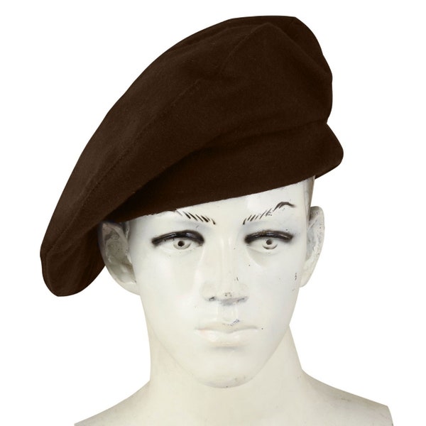 Dark Brown Alpaca Wool Scot Bonnet Highlander Scottish Tam Hat - Classic Kilt Beret Style in Various Sizes