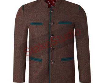 German Bavarian Jacket | Trachten Brown Tweed Jacket  | Traditional Tyrol Loden Blazer | Oktoberfest Custom Jacket