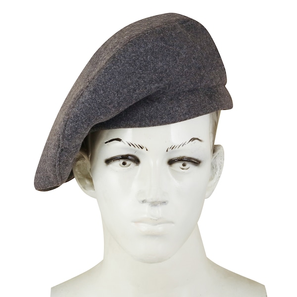 Scottish Traditional Highlander Tam Hat in Dark Grey Wool - Classic Kilt Beret Style in Various Sizes