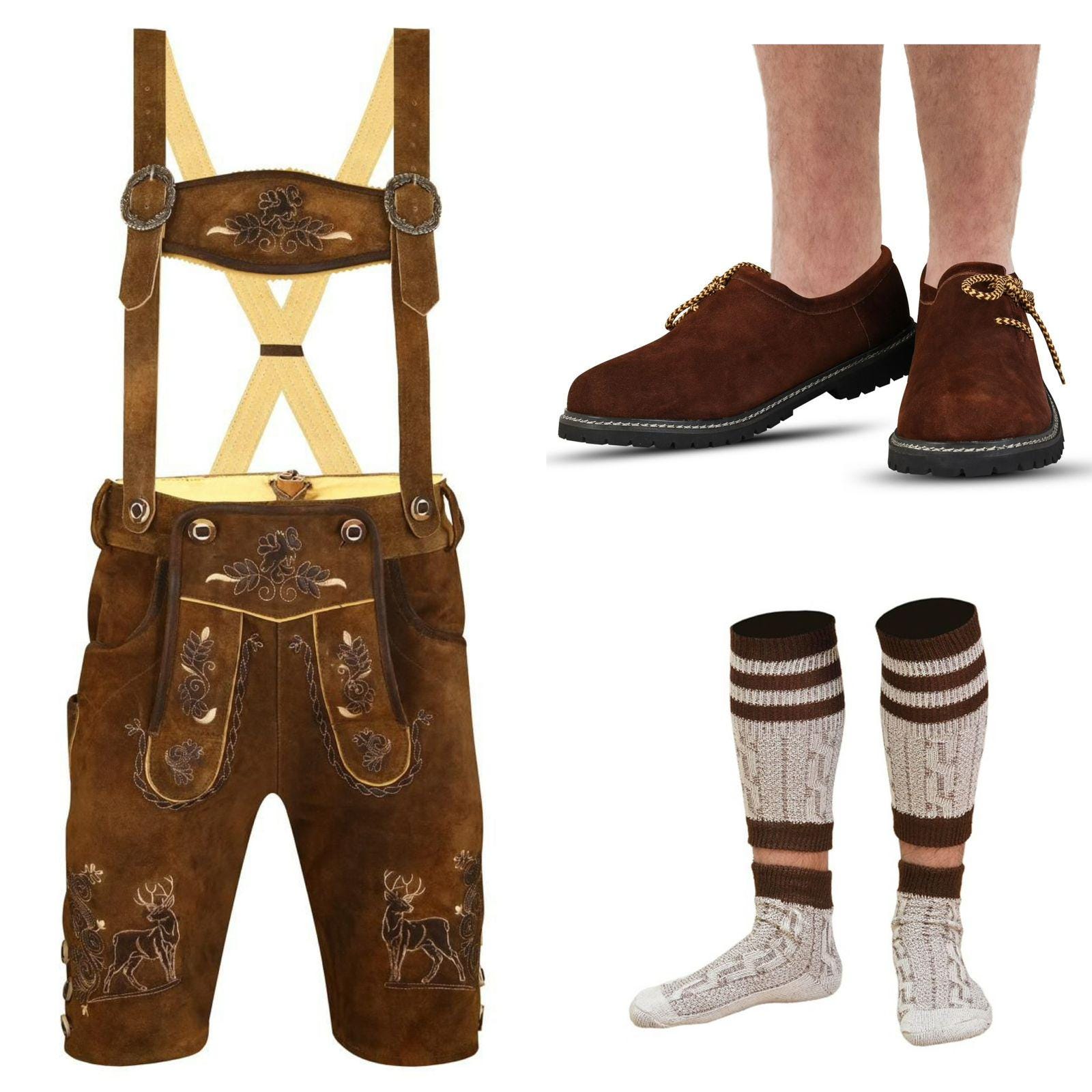 Tenue Autrichienne Vintage En Cuir Années 1960 - Taille 14, Costume Garçon Avec Pantalon Cuir Et Chaussettes