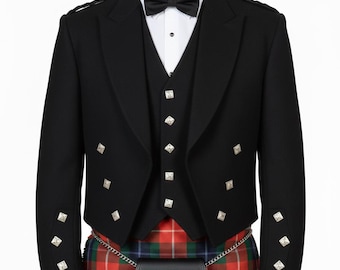 Men's Prince Charlie Kilt Jacket and Vest Set | 100% Serge Wool Scottish Wedding Jacket | Custom Made Formal Highland Wear | Sizes 34" to 54