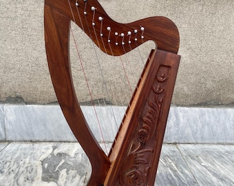 Handmade Lyre Harp 12-String – Premium Rosewood Triangle Design | Free Bag Tuning Key & Extra Strings - Irish Engraved Harp