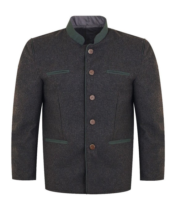 German Bavarian Jacket Charcoal Grey Oktoberfest Tyrol Loden Trachten Jacket Etsy