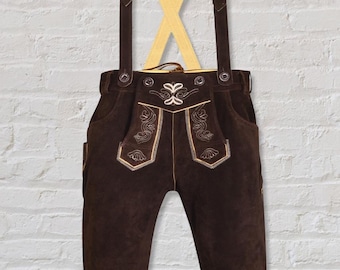 Authentic Dark Brown Bavarian Lederhosen German Oktoberfest Costume | Lederhosen For Men's | Lederhosen Trachten Short