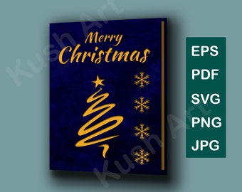 Carte de Noël joyeux, cartes de Noël Modèles SVG, PDF, PNG, jpg fichier d’invitation de Noël, Carte Papercut, bouleau svg flocon de neige svg