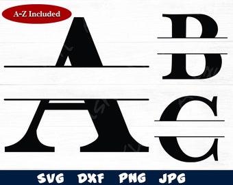 A-Z Alphabet Split Monogram svg, Split Letter Svg, Alphabet Svg Files for Cricut, Font Svg Designs for Silhouette, Capital Alphabet Svg