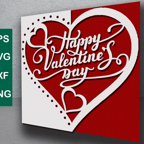 Valentine Card Svg Digital Cut Files Happy Valentines Day Card - Etsy