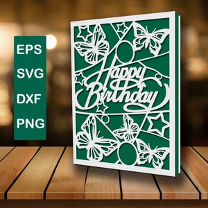 Happy Birthday Card svg Digital Cut File Silhouette Cameo and Cricut Happy Birthday Invitation svg Birthday Card Template DIY Birthday Card