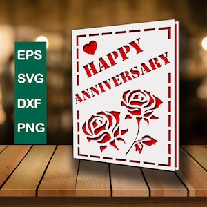 Tarjeta de aniversario feliz svg tarjeta de aniversario svg Diy Aniversario tarjeta láser corte tarjeta de aniversario para Cricut Aniversario svg Cortar Archivo a su