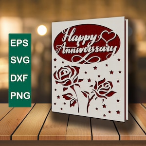 Happy Anniversary Card svg Anniversary Card svg Diy Anniversary Card Laser Cut Anniversary Card for Cricut Anniversary svg Cut File to her