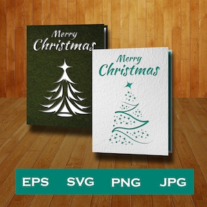 2 Frohe Weihnachten Karte geschnitten Vorlage klassische Schriftzug Karte Svg Png Eps Jpg DIY Papier Geschnitten Laser geschnitten Datei Santa Weihnachten Circut