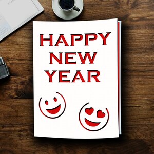 Cartão de Feliz Ano Novo svg Arquivo de Corte Digital Silhueta Cameo e Cricut Convite de Feliz Ano Novo svg Modelo de Cartão de Ano Novo DIY Cartão de Ano Novo