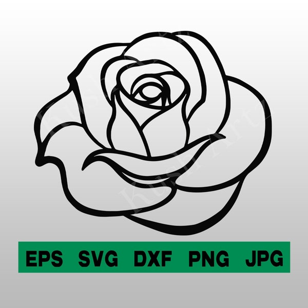 Rose Line Art Black Rose Outline Rose svg Floral svg Rose Clip Art Rose Template Flower Line Art