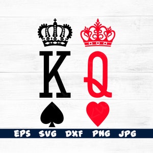 King and Queen SVG, Re di Picche Regina di Cuori, Carte da gioco Svg, Insatant Download