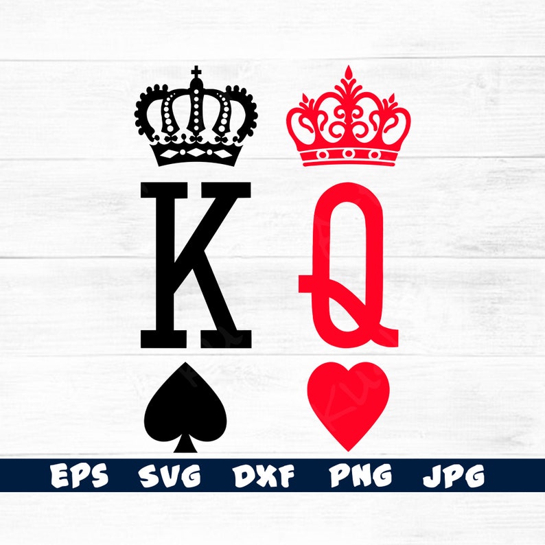 King and Queen SVG, King of Spades Queen of Hearts, Playing Cards Svg