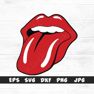 Lábios vermelhos e língua svg, língua aberta svg, lábios dos Rolling Stones svg, lábios svg, download instantâneo