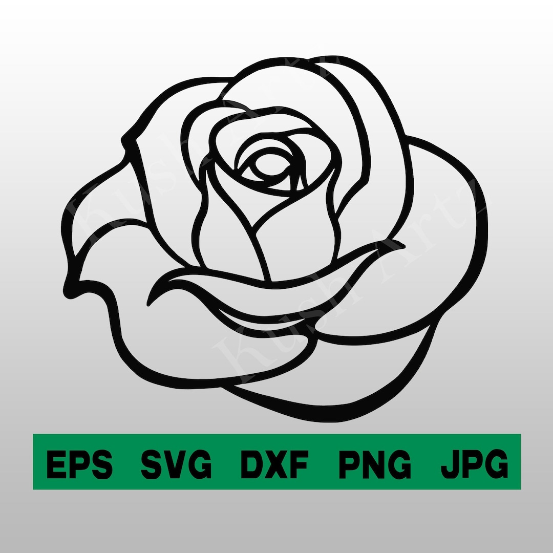 Rose Line Art Black Rose Outline Rose Svg Floral Svg Rose Clip Art Rose ...